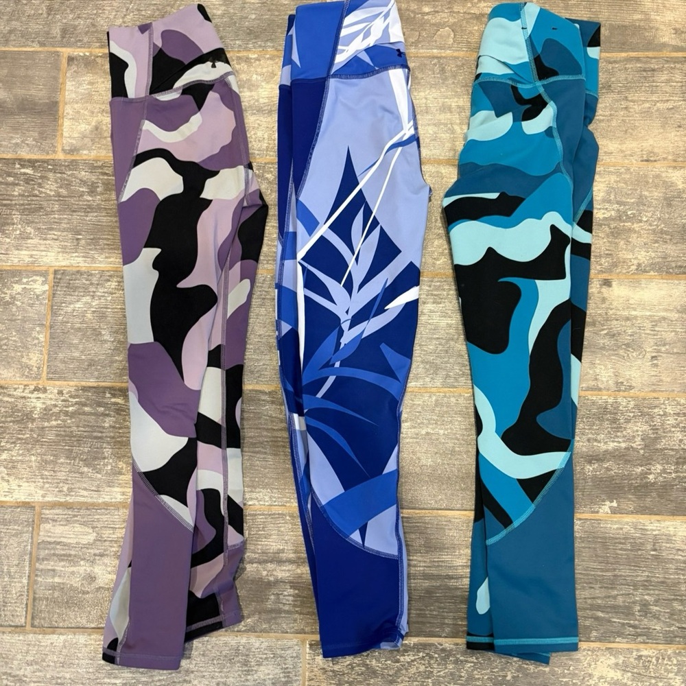 Under Armour Women's Camouflage and Leaf Print Leggings - Purple, Blue, Teal
